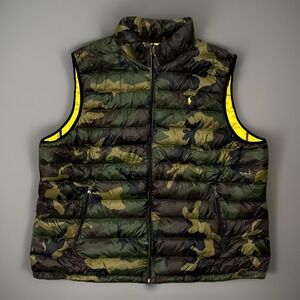 Polo Ralph Lauren Puffer Down Vest Mens Green Camouflage Sleeveless Full Zip 4XL